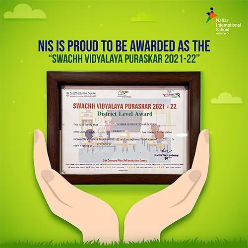 nahar internatonal school SWACHH VIDYALAYA PURASKAR 2021-22